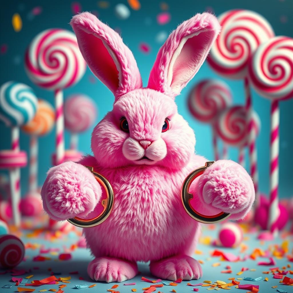 Unleash the Fluff: Fierce Pink Marshmallow Rabbit