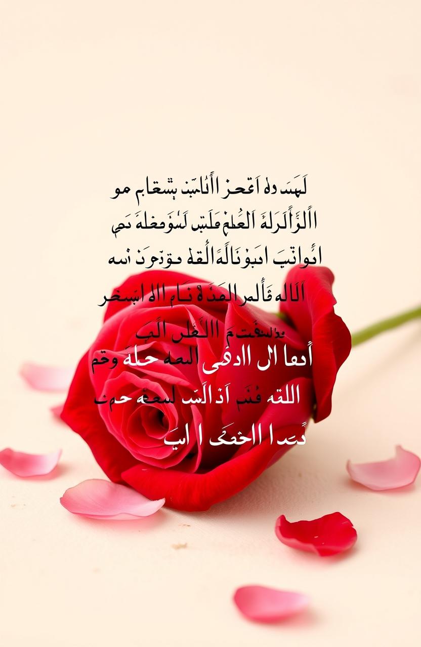 A beautiful, soft, creamy background with a partially opened rose in deep red and delicate pink, serving as the central focus of the image