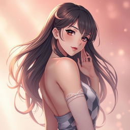 A beautifully rendered anime-style waifu character, depicted in an artistic pose emphasizing grace and elegance