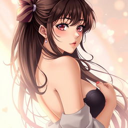 A beautifully rendered anime-style waifu character, depicted in an artistic pose emphasizing grace and elegance