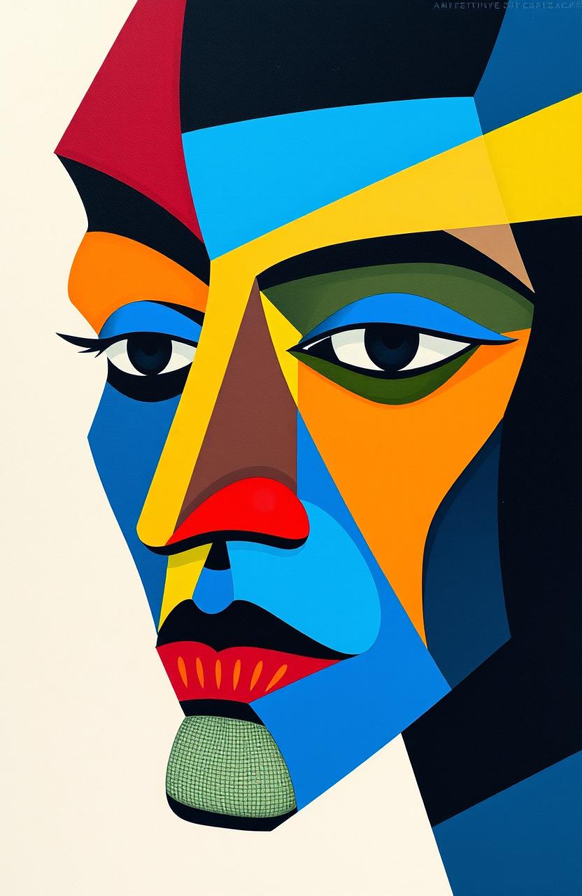 Vibrant Abstract Face: A Fusion of Cubism & Surrealism