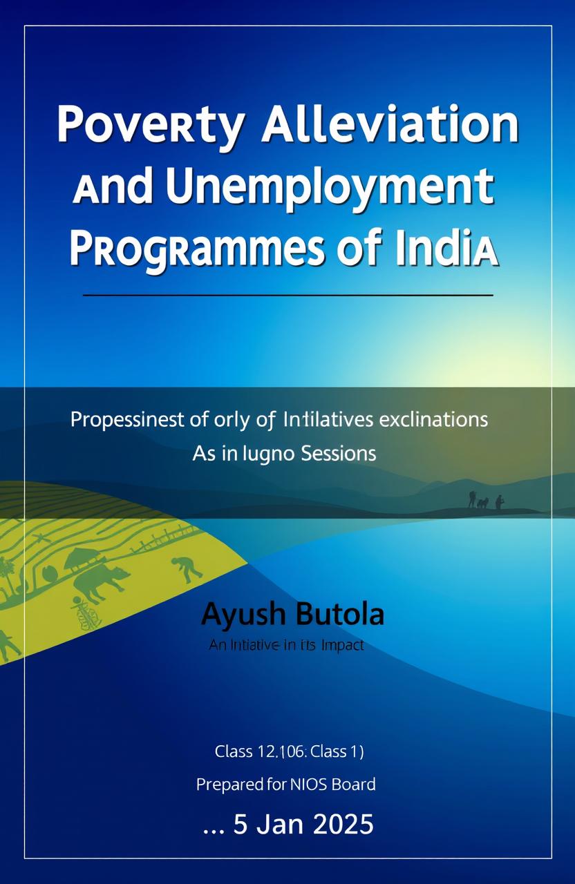 Cover page design for a report titled 'Poverty Alleviation and Unemployment Programmes of India'