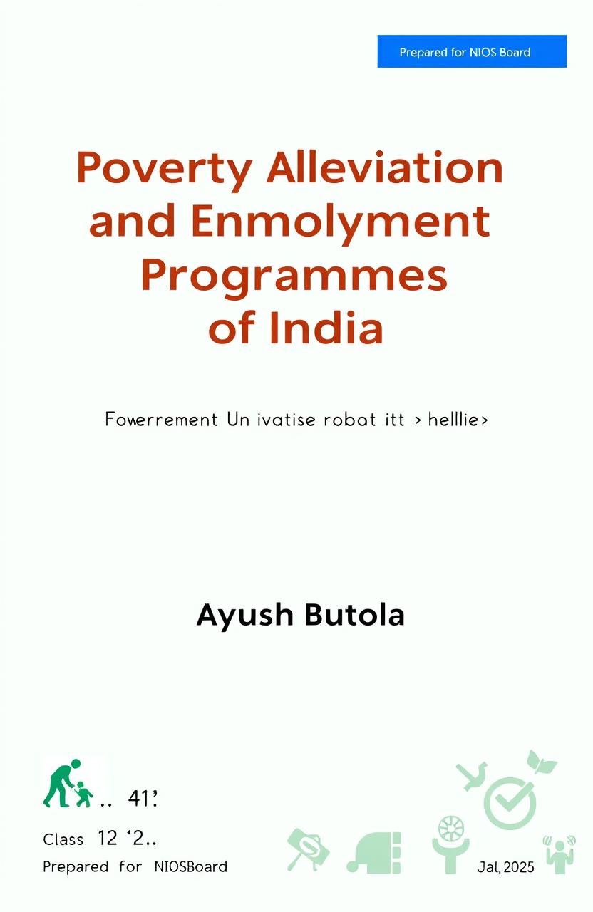 A professionally designed cover page for a report titled 'Poverty Alleviation and Unemployment Programmes of India'