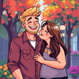 A delightful retro pixel art scene of a couple sharing a sweet moment