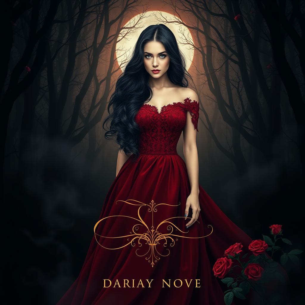 An enchanting book cover design featuring a romantic character for a gothic novel
