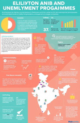 An informative overview of the alleviation and unemployment programmes in India, discussing various initiatives undertaken by the government to mitigate unemployment and improve living standards for citizens