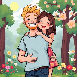 A charming retro pixel art scene featuring a loving couple in a warm embrace