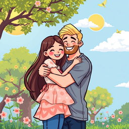 A charming retro pixel art scene featuring a loving couple in a warm embrace