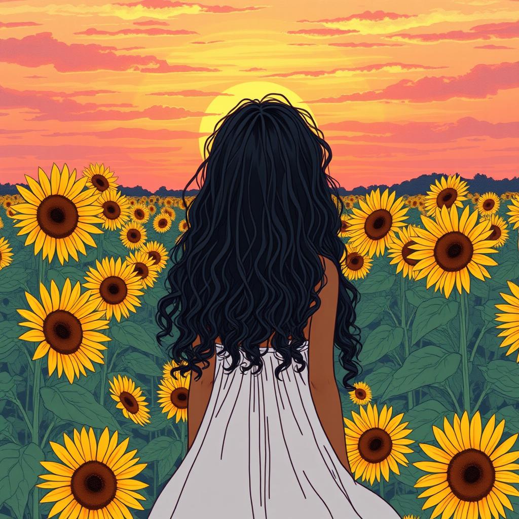 Embrace the Golden Hour: A Girl in a Sunflower Field