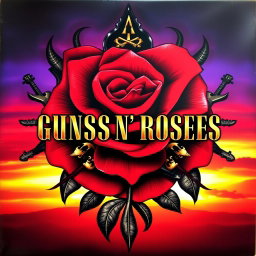 A striking album cover inspired by the iconic rock band Guns N' Roses