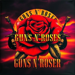 A striking album cover inspired by the iconic rock band Guns N' Roses