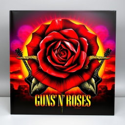 A striking album cover inspired by the iconic rock band Guns N' Roses