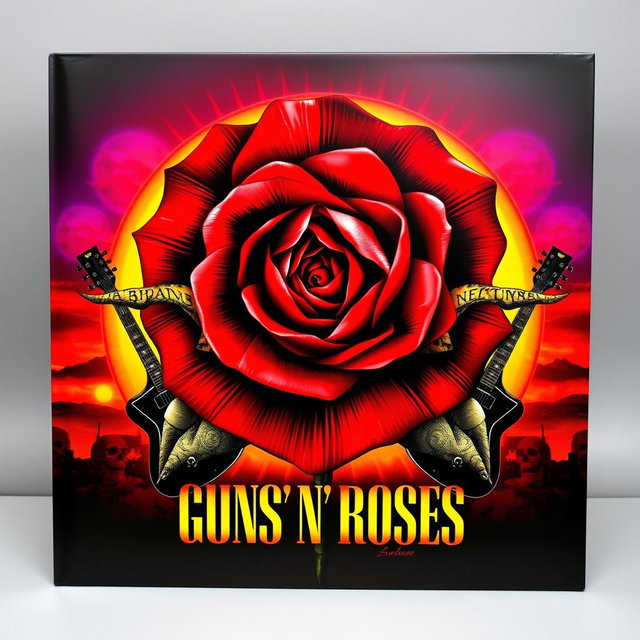 A striking album cover inspired by the iconic rock band Guns N' Roses