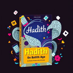 An aesthetically pleasing book cover featuring the theme "Visualization of Hadith on TikTok Social Media Content