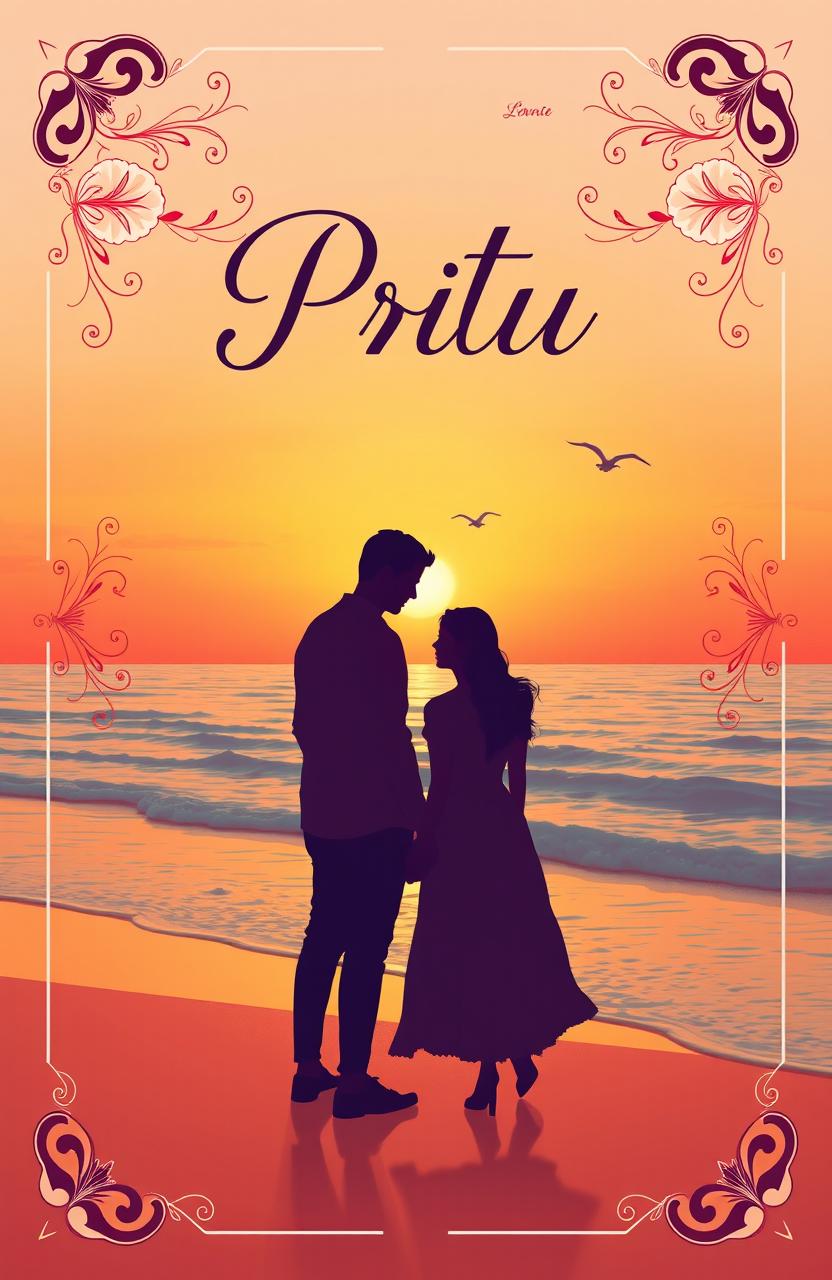 A romantic book cover for a love novel titled "Prtu"