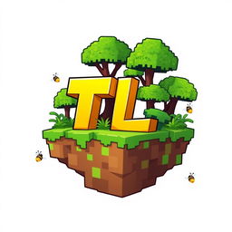 A vibrant and playful logo designed in an animated Minecraft style, featuring the letters 'T' and 'L' in a bright yellow color
