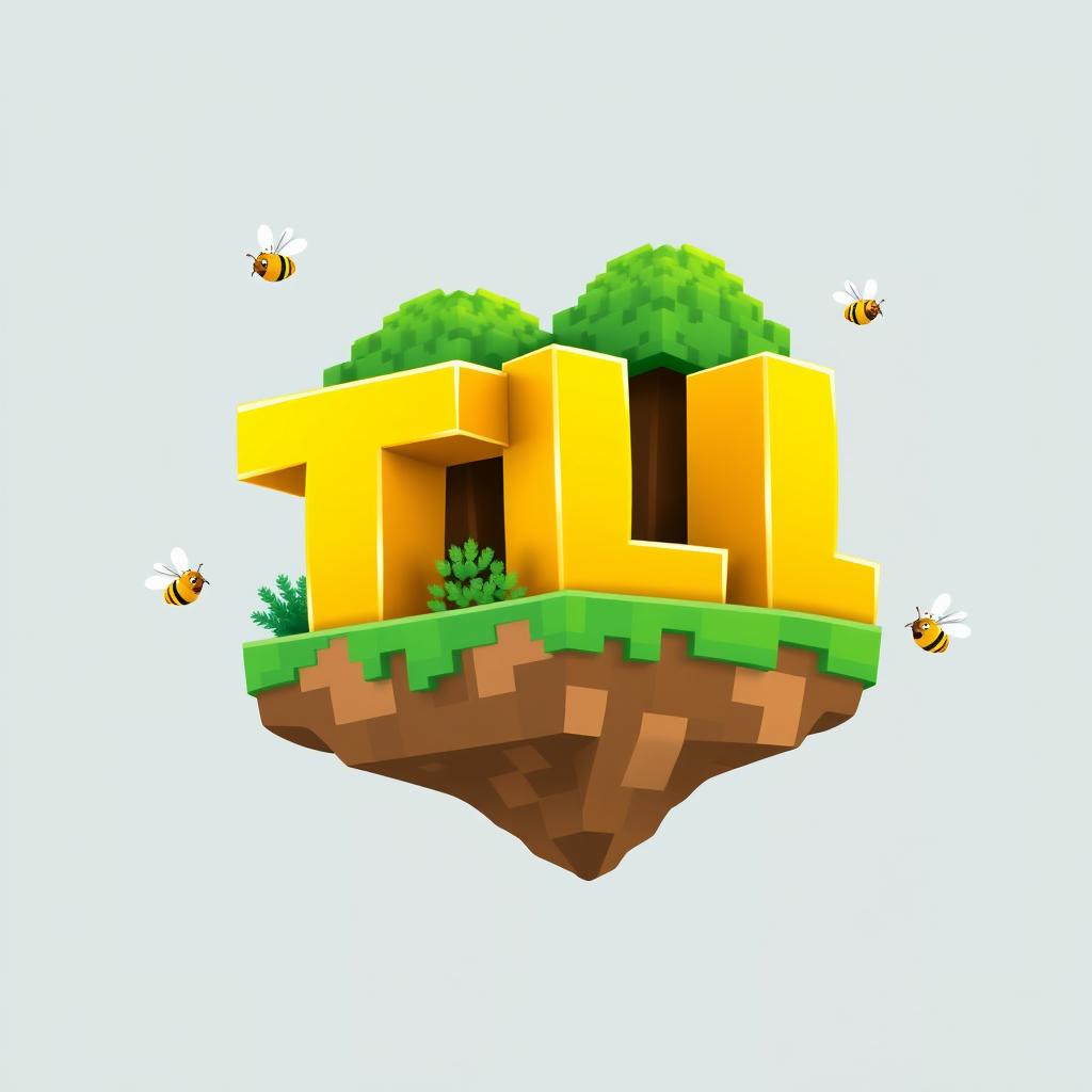 A vibrant and playful logo designed in an animated Minecraft style, featuring the letters 'T' and 'L' in a bright yellow color