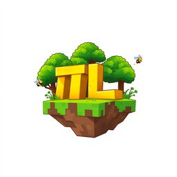 A vibrant and playful logo designed in an animated Minecraft style, featuring the letters 'T' and 'L' in a bright yellow color