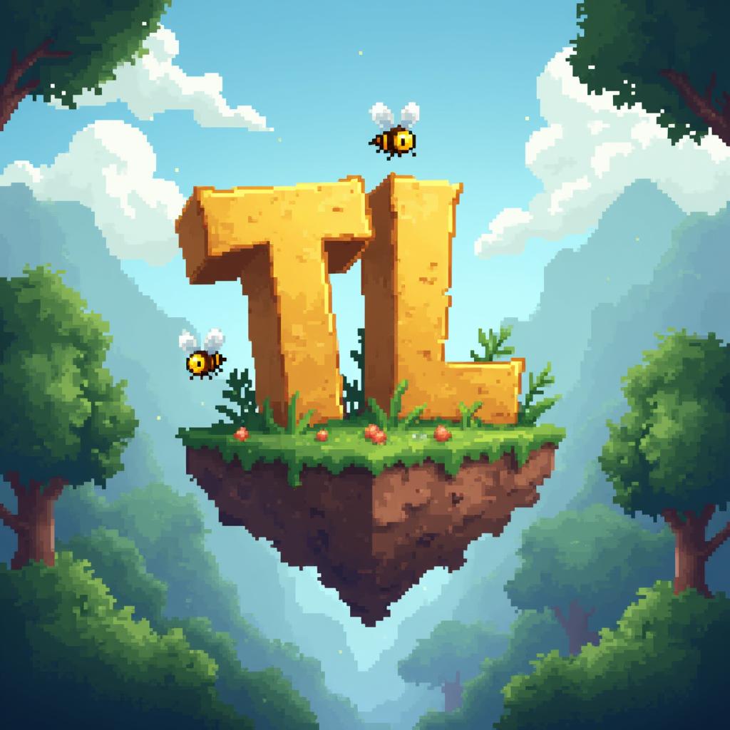 A 32x32 pixel icon featuring the letters 'T' and 'L' in gold, designed in a pixel art style reminiscent of Minecraft