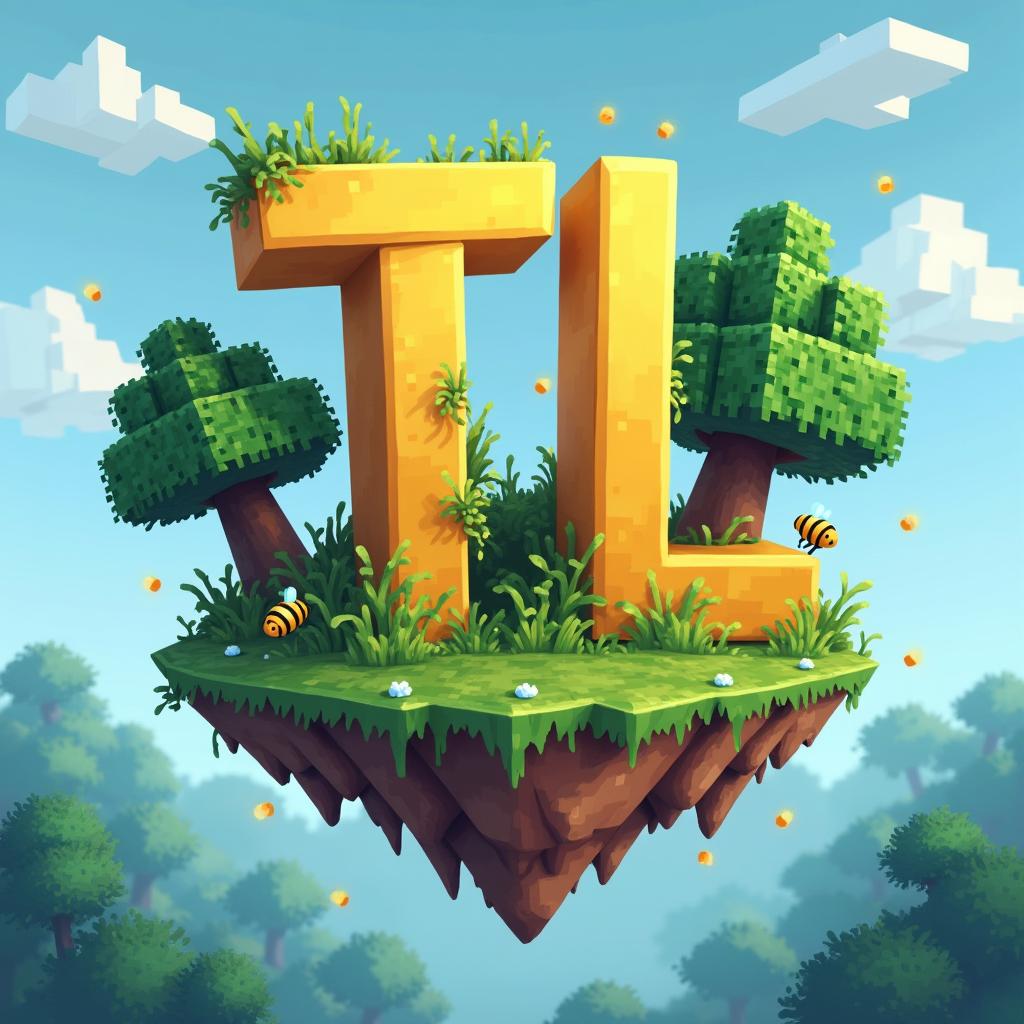 A 100x100 pixel icon featuring the letters 'T' and 'L' in gold, designed in a pixel art style reminiscent of Minecraft