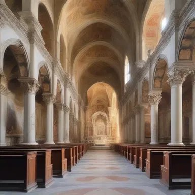 The paintings in the church portrayed angels in an airy and divine setting.