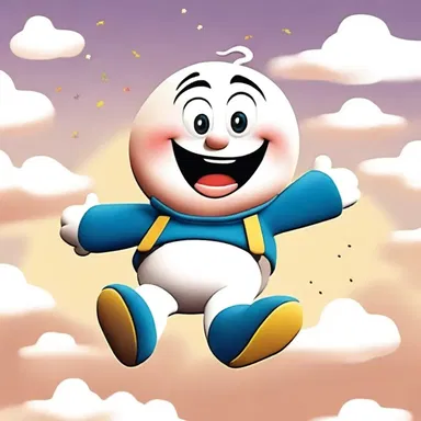 The cartoon character was portrayed with an airy, light-hearted personality, always floating on a cloud of happiness.