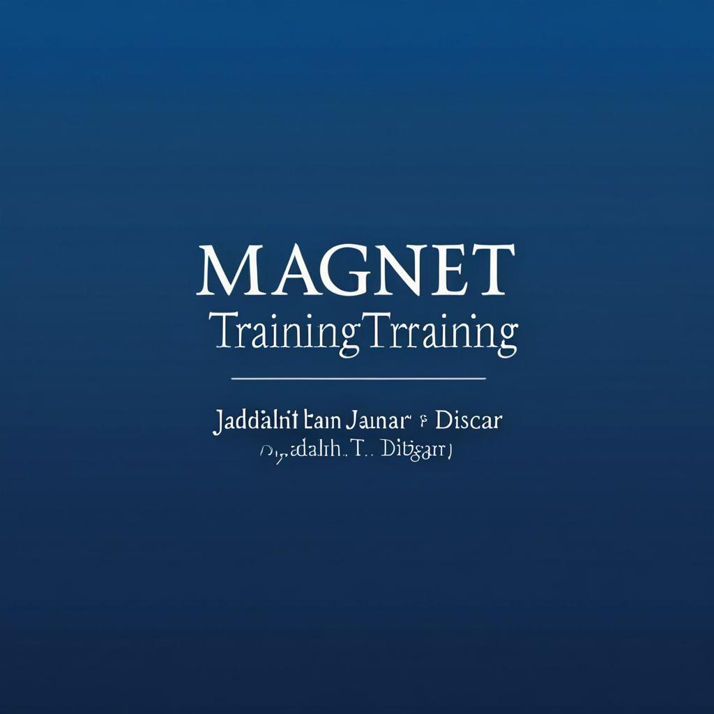 Create book cover :  MAGNET TRAINING. Jadilah Trainer yang Dicari, Diingat dan Dibayar mahal.   Cool COver for profesiaonal Trainer. BLUE and te leter is white. FONT composition is nice. Light and profesional