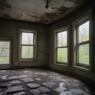 The old abandoned house had an eerie, airy feel to it, making it the perfect setting for a horror movie.