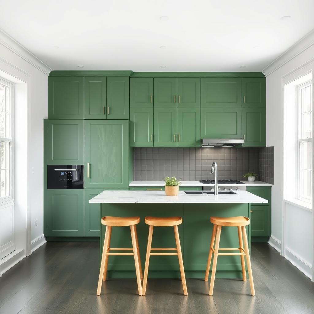 A Swedish-style kitchen, square shape, measuring 17 square meters