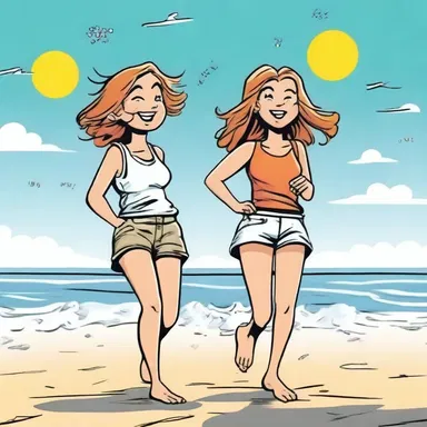 The characters in the comic strip enjoyed an airy day at the beach, with the wind blowing gently and the sun shining brightly.