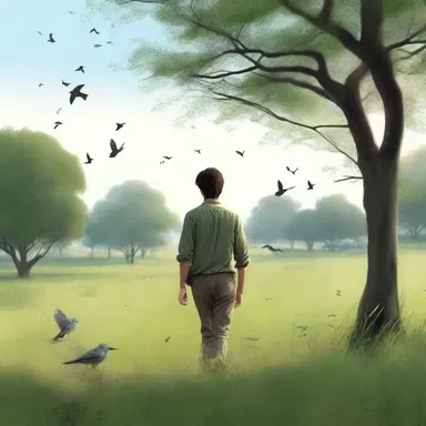 In the classic novel, the protagonist walked through the airy meadows, feeling the cool breeze on his face and listening to the birds chirping in the trees.