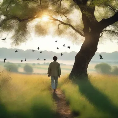 In the classic novel, the protagonist walked through the airy meadows, feeling the cool breeze on his face and listening to the birds chirping in the trees.