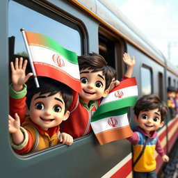 Several 5-year-old boys of Iranian ethnicity, with short dark and brown hair, and black eyes, dressed in colorful sportswear