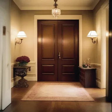 The door to the candlelit room was left ajar, inviting the couple into a night of intimacy and love.