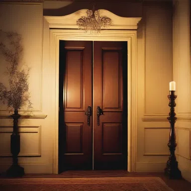The door to the candlelit room was left ajar, inviting the couple into a night of intimacy and love.