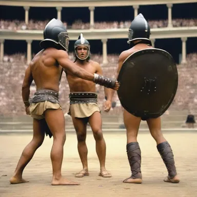 In ancient Rome, gladiators often stood akimbo before entering the arena.