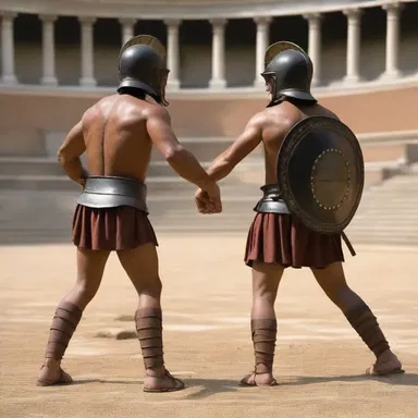 In ancient Rome, gladiators often stood akimbo before entering the arena.
