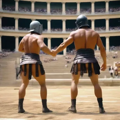 In ancient Rome, gladiators often stood akimbo before entering the arena.