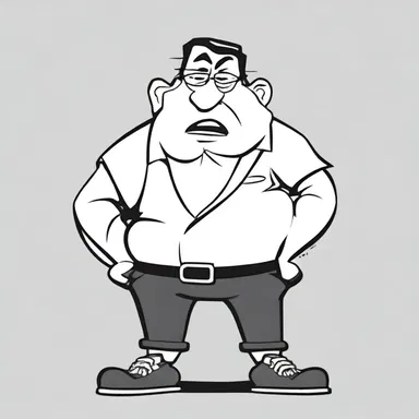 The character in the cartoon stood akimbo to show his frustration.