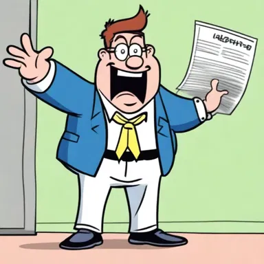 The character in the cartoon stood akimbo to show his frustration.