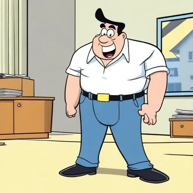 The character in the cartoon stood akimbo to show his frustration.