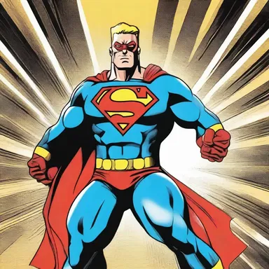 The superhero struck a heroic pose with arms akimbo ready to save the day in the comic book.