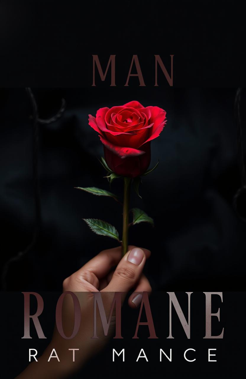 Mysterious Dark Romance Book Cover Design with Red Rose