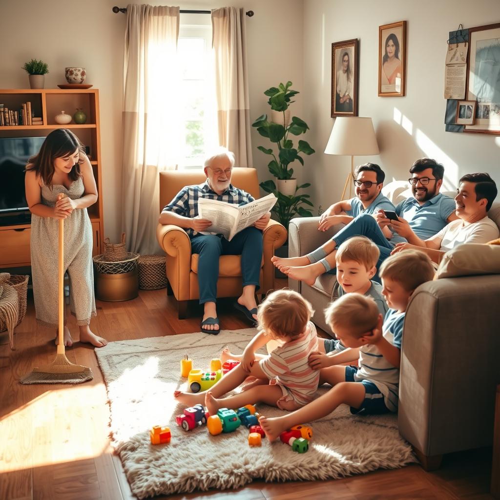 A cozy family living room filled with warmth and togetherness