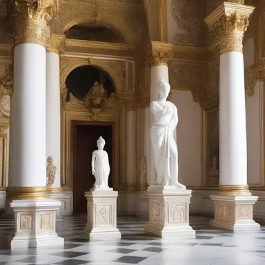 The statues in the grand entrance of the palace stood akimbo, adding a touch of elegance to the design.