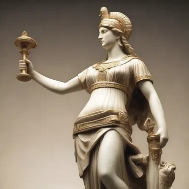 The goddess Athena was often depicted in statues with her arms akimbo, symbolizing her readiness to defend and protect.