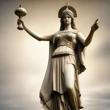 The goddess Athena was often depicted in statues with her arms akimbo, symbolizing her readiness to defend and protect.