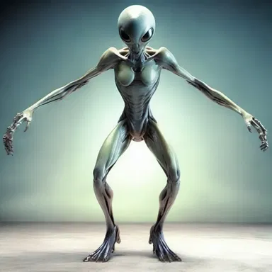 The alien creature stood with its four arms akimbo, its peculiar posture adding to its unearthly appearance.