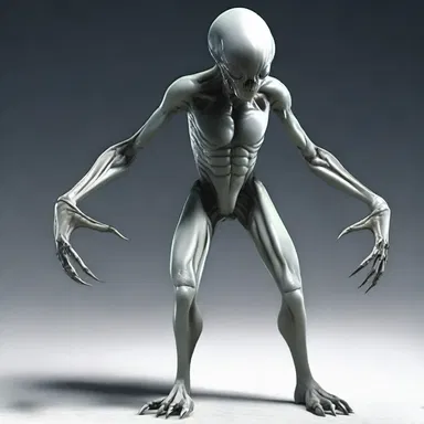The alien creature stood with its four arms akimbo, its peculiar posture adding to its unearthly appearance.