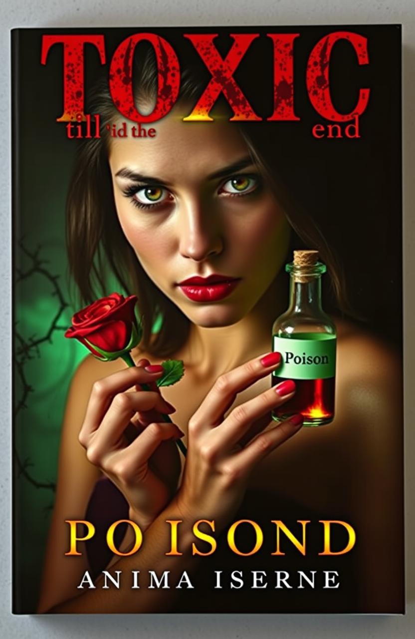 A visually striking book cover featuring a young woman with an intense and obsessive expression, her eyes glistening with a mix of love and madness